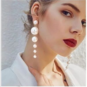 Trendy Elegant Created Big  Pearl Long earring